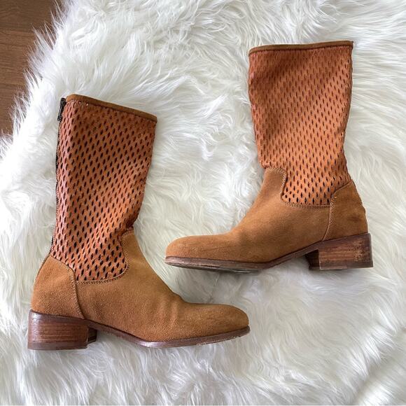 Sundance | Womens Magnolia Boots Sa-Ni Insoles Suede Laser-Cut Perforated Slouch - Picture 3 of 11